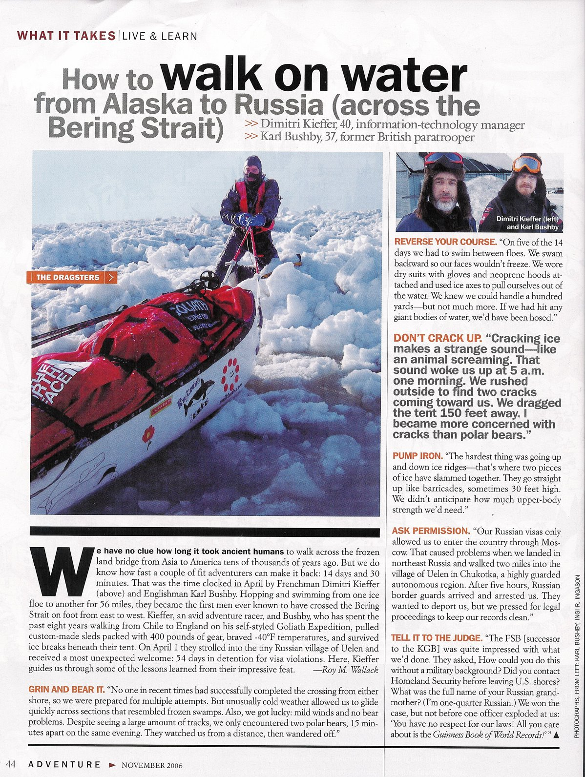 National Geographic Adventure Magazine, November 2006