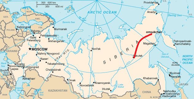 Planning the first 1760kms bicycle section: Omsukchan-Yakutsk