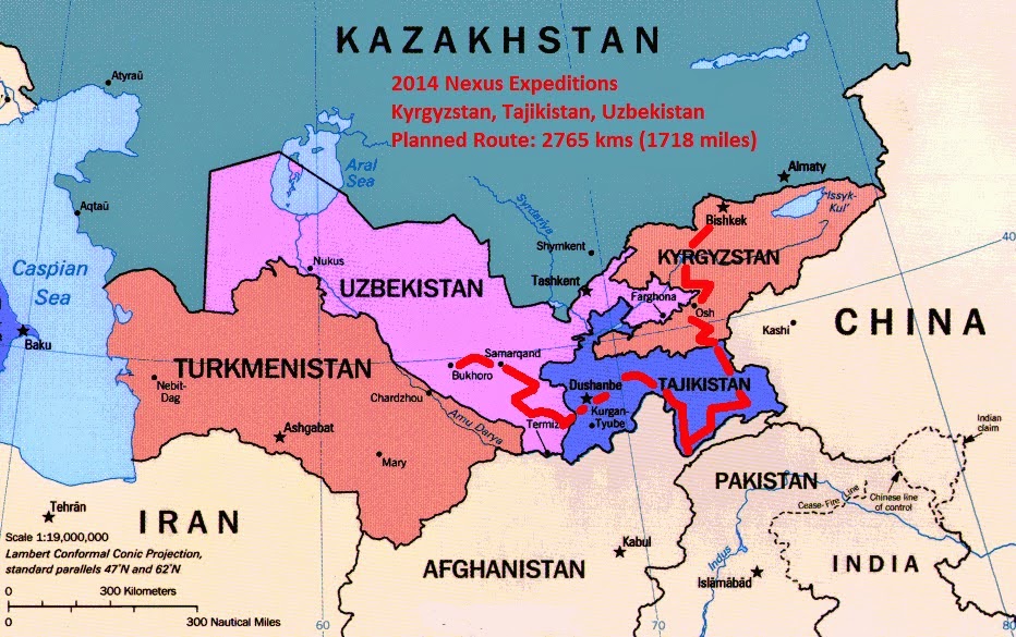 Summer 2014 Route (Kyrgezstan, Tajikistan, Afghanistan, Uzbekistan)